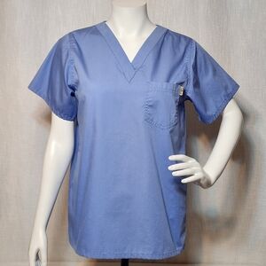 Tafford Scrubs Top Solid Blue XS Cotton  Blend